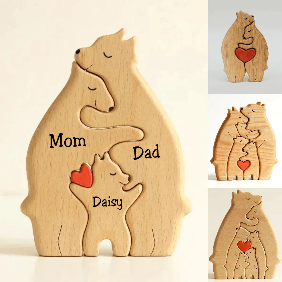 Houten beren familie puzzel