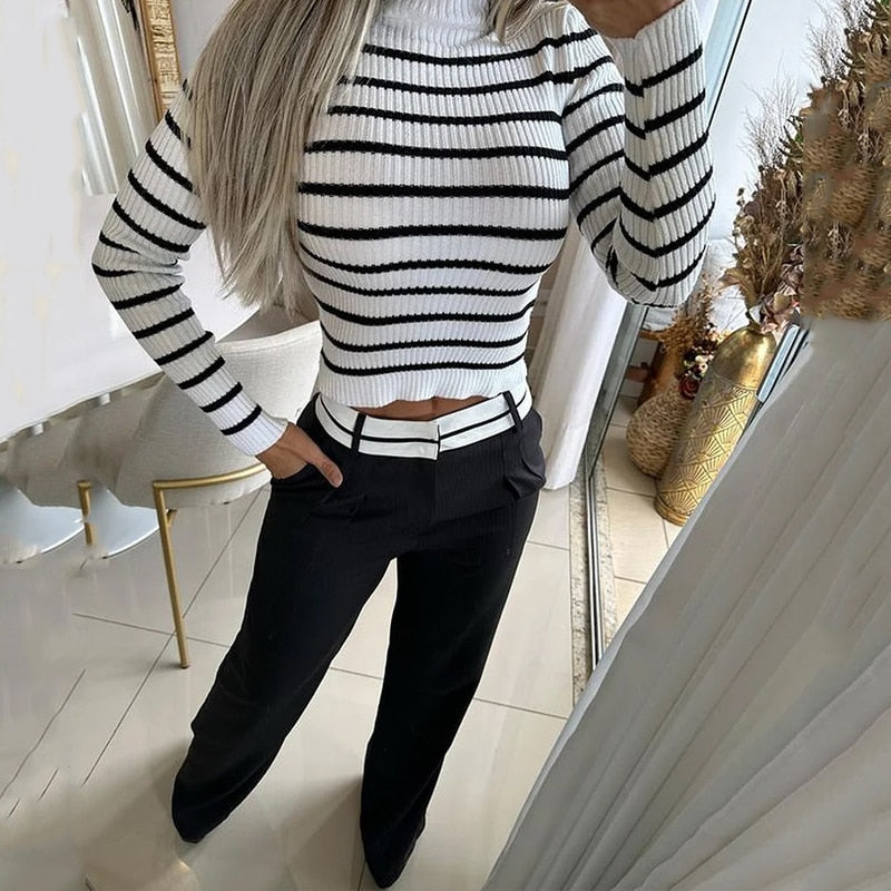 Amelia Printed Autumn Set | Stijlvolle Zakken & Gestreepte Verfijning