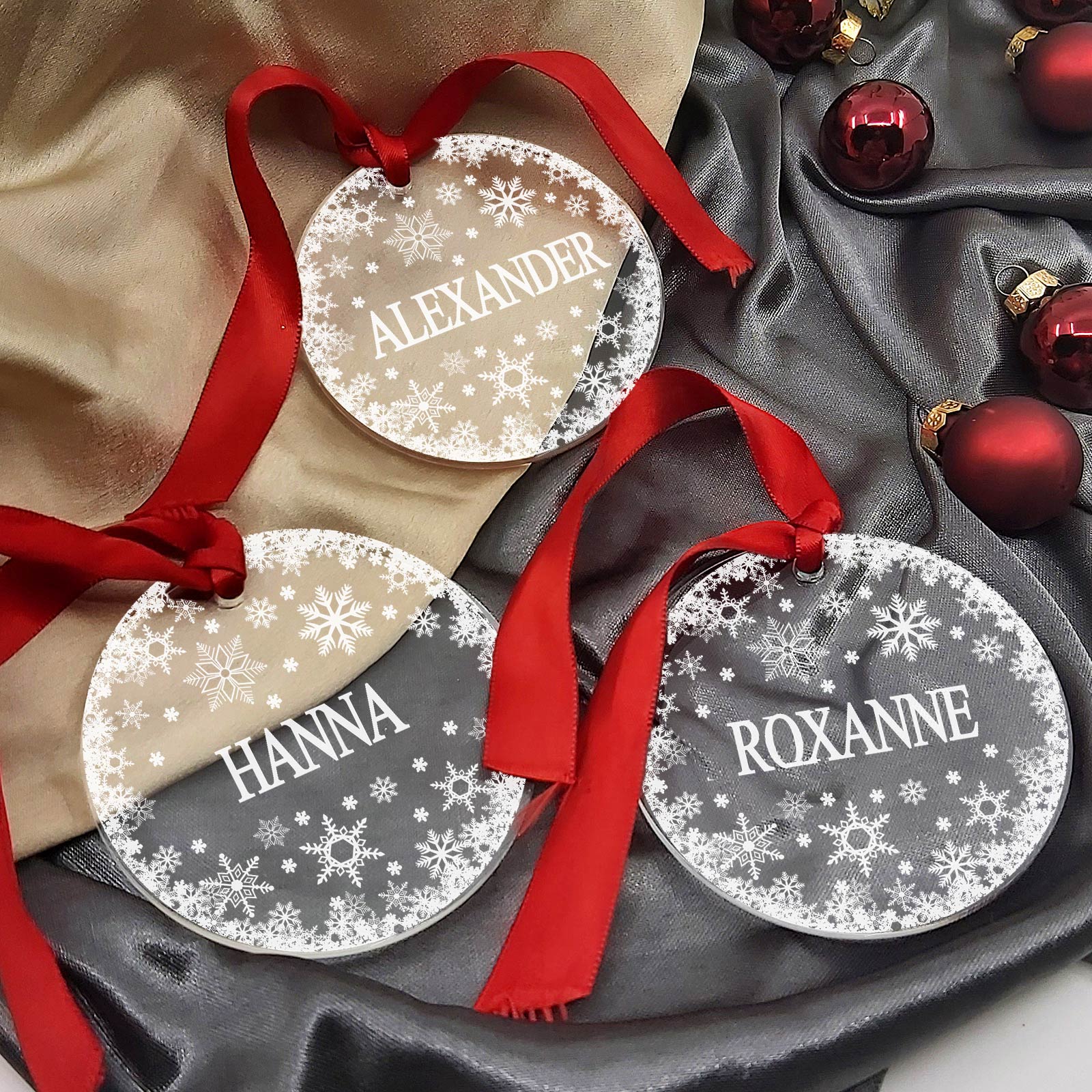 Sneeuwvlokjes Plexiglas Kerstballen met eigen naam